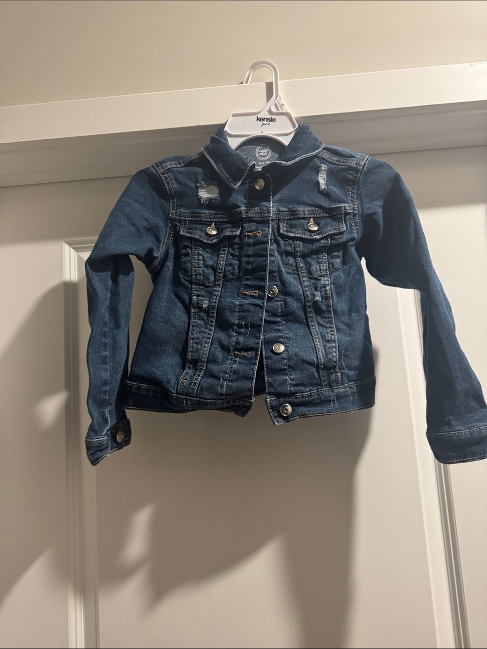 wonder nation Dark Blue Kids Denim Jacket with Distressed Detail